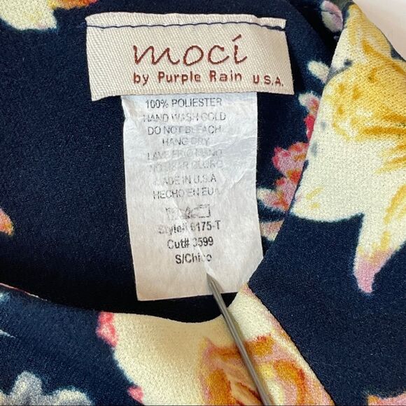 Moci by Purple Rain Dress CHLOE 3/4 Sleeved Navy Floral Women's Size Small - Picture 5 of 10